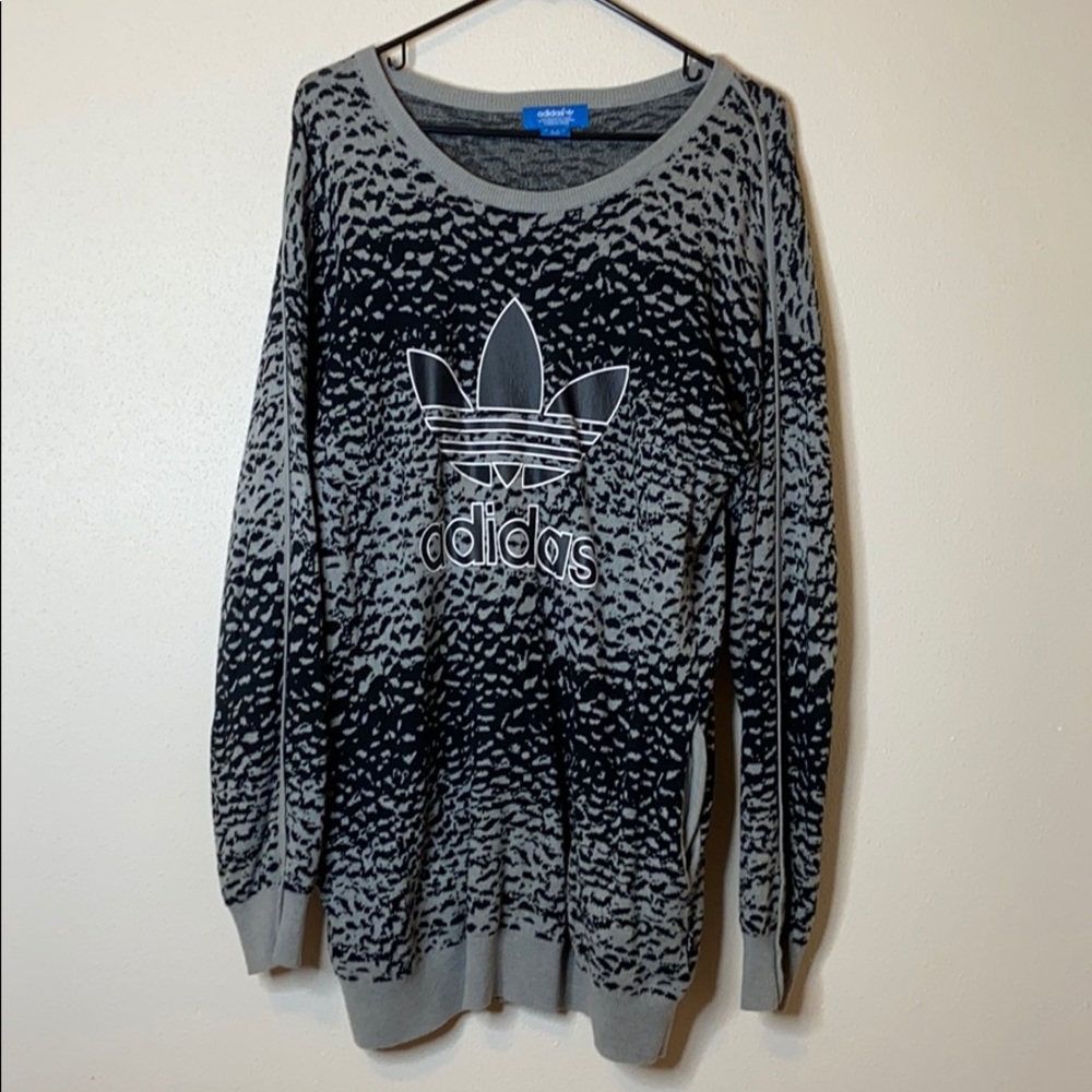 Adidas women’s grey leopard long sweater size S